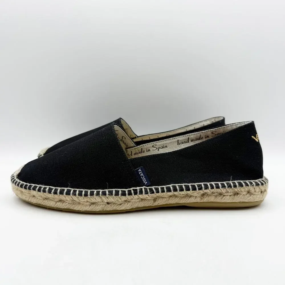 VISCATA Mens Sitges Espadrille Flats EU 42 US 9 Black Slip On NIB